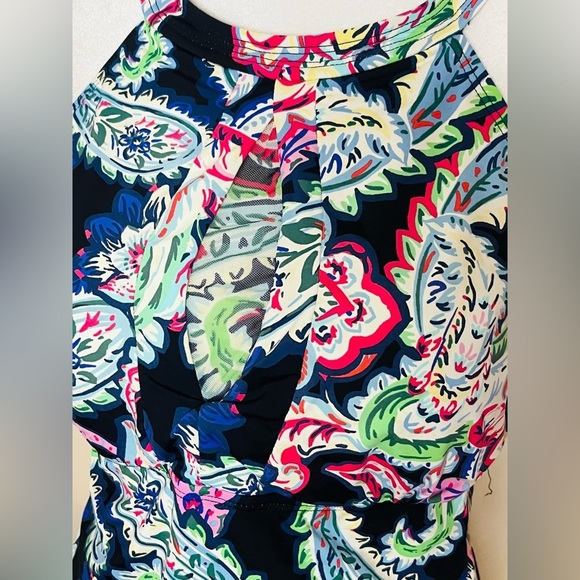 Liz Claiborne High-Neck Floral Built in bra Tankini Swim Top – Size XL - Picture 4 of 7